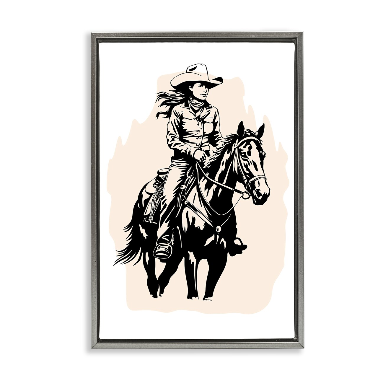 Stupell Industries Saddle Sisters Cowgirl Framed Floater Canvas Wall Art Design by Andrea Haase